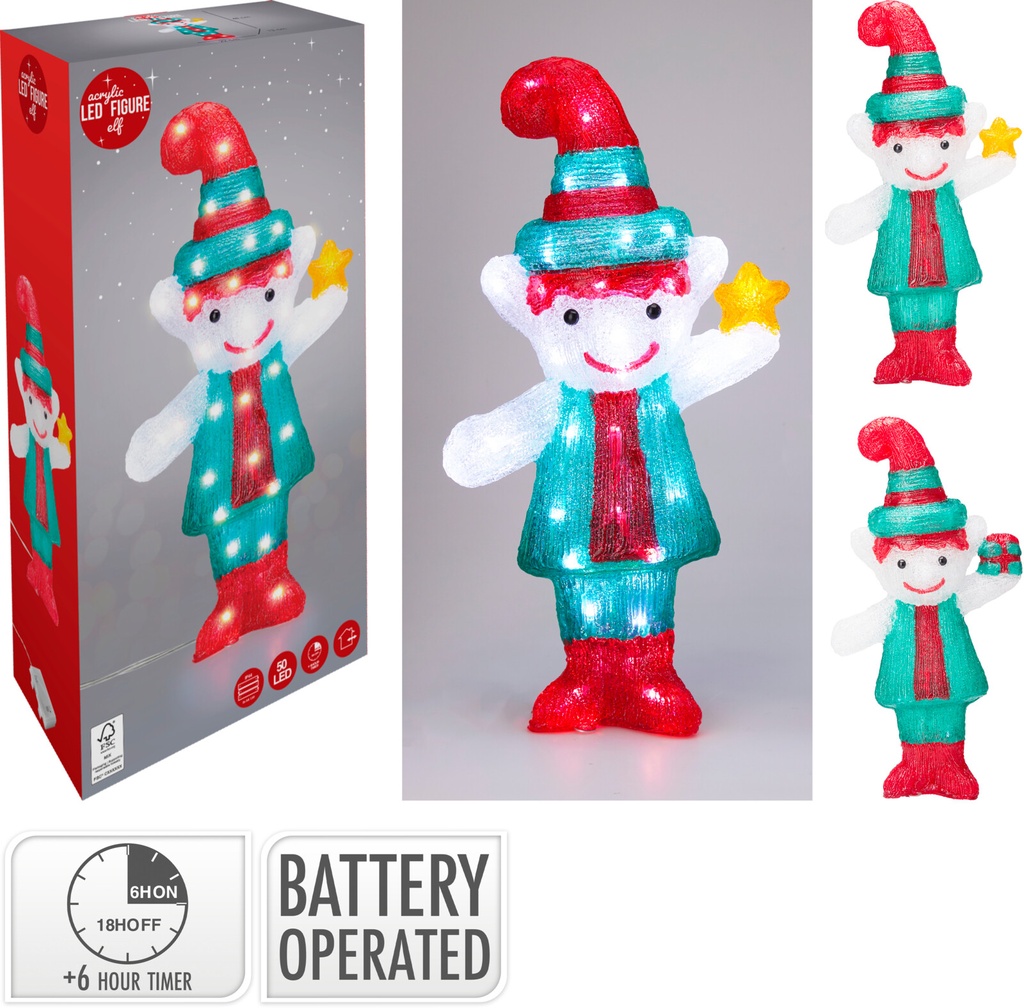 Elfe acrylique lumineux 50led 48cm