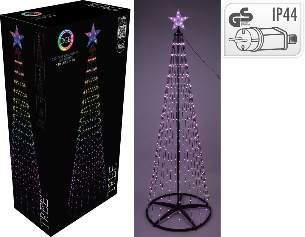 Arbre lumineux 550led 3m noir RGB