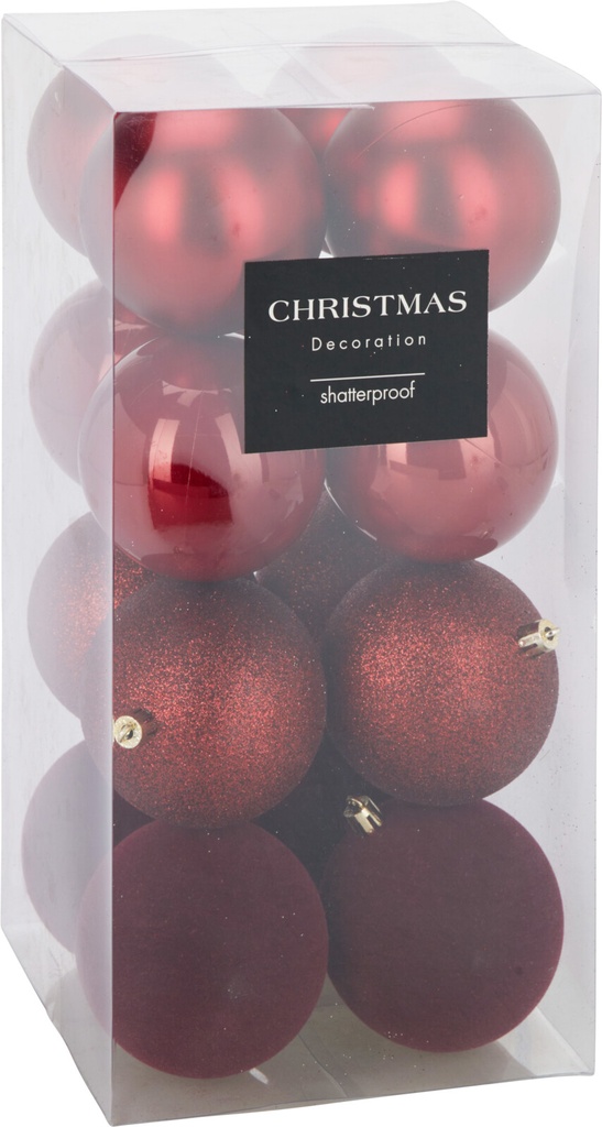 Boule de noel 16pcs 8cm Rouge Foncé