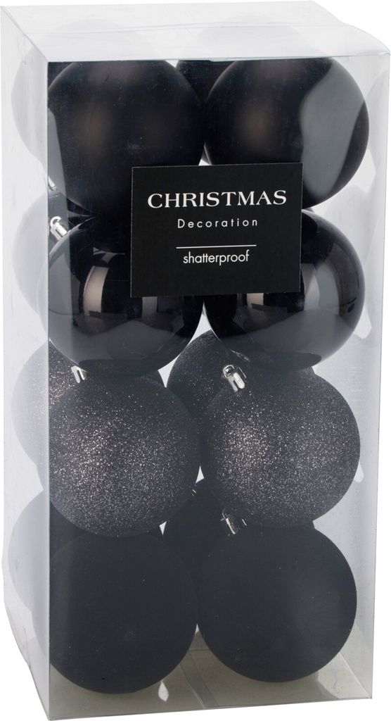 Boule de noel 16pcs 8cm Noir