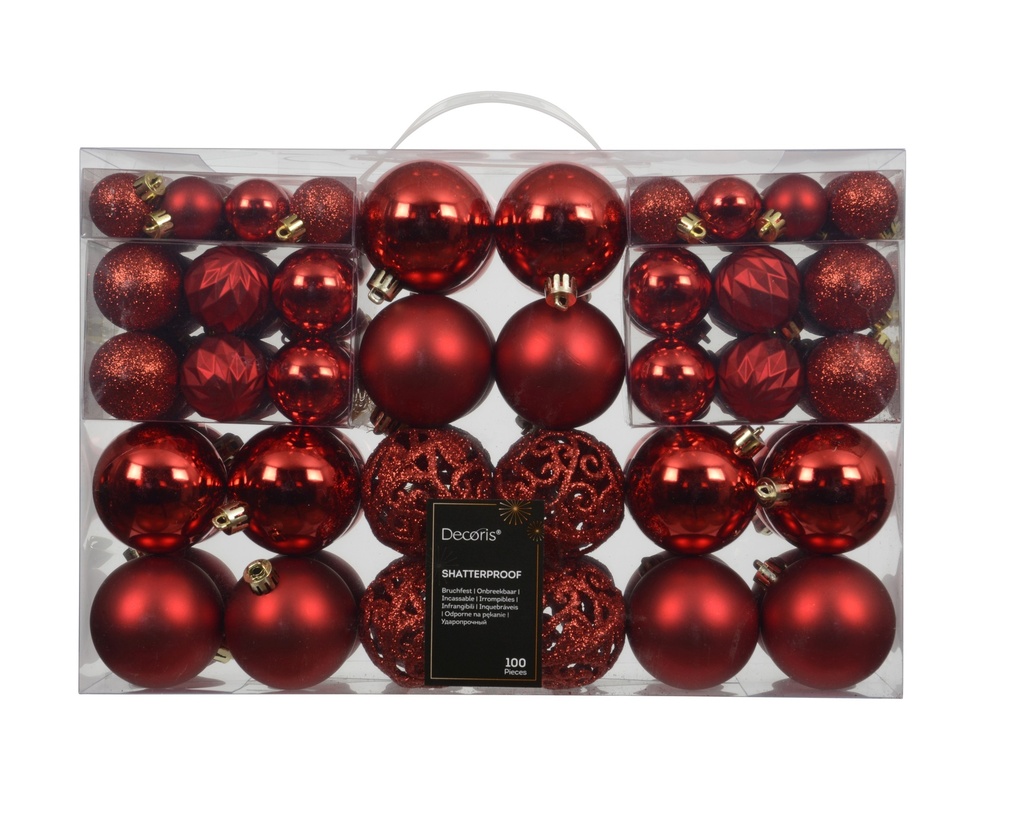 Boule de noel mix assortie dia:6cm 100pcs Rouge noel