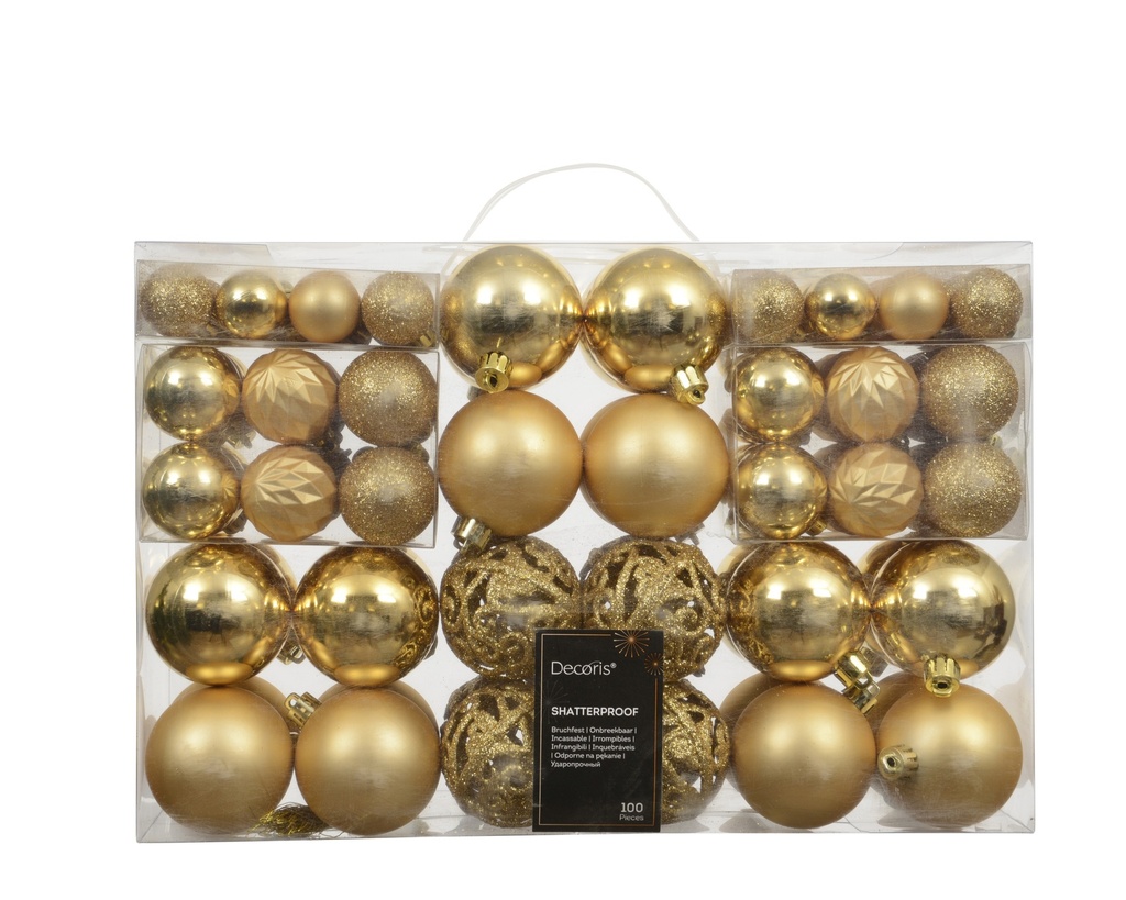 Boule de noel mix assortie dia:6cm 100pcs Or Clair