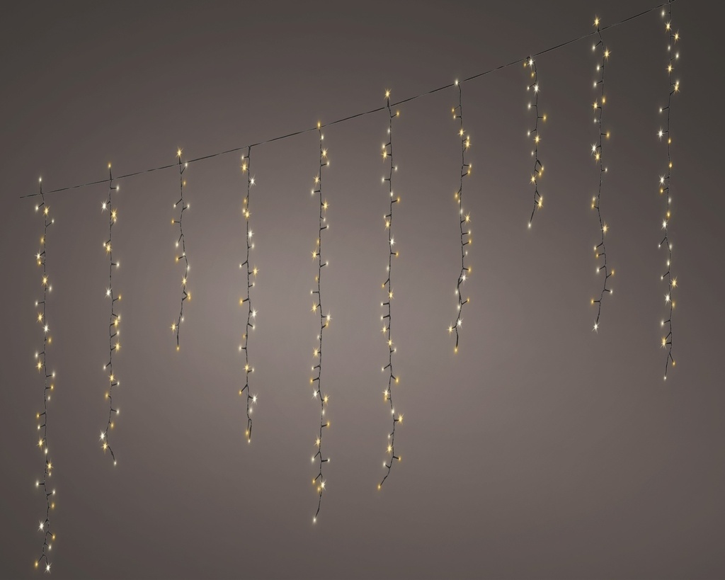 Guirlande lumineux Stalactite 60*375 fils Noir/Blanc Chaud 