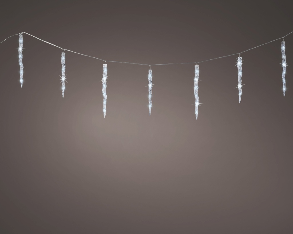 Guirlande stalactite lumineux 3,6m fil blanc/Blanc Chaud