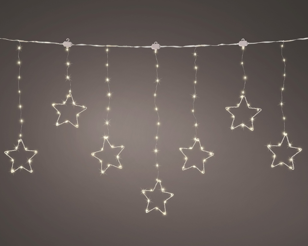 Guirlande lumineux Stalactite Étoile 60*120 Argent/Blanc Chaud