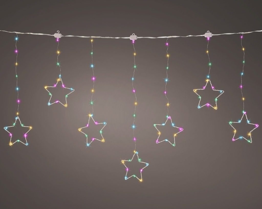 Guirlande lumineux Stalactite Étoile 60*120 Argent/Multi doux