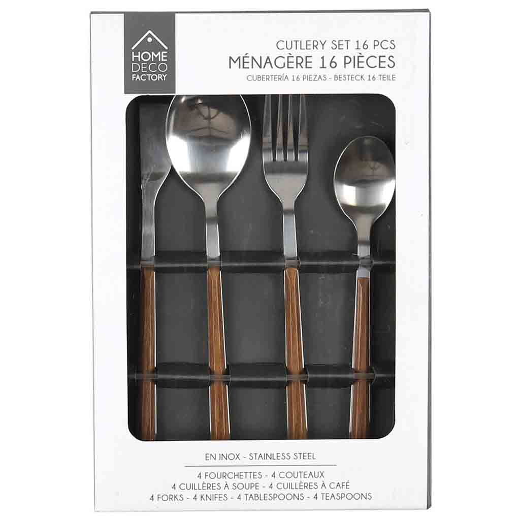 Couvert effet bois 16pcs Enzo M8