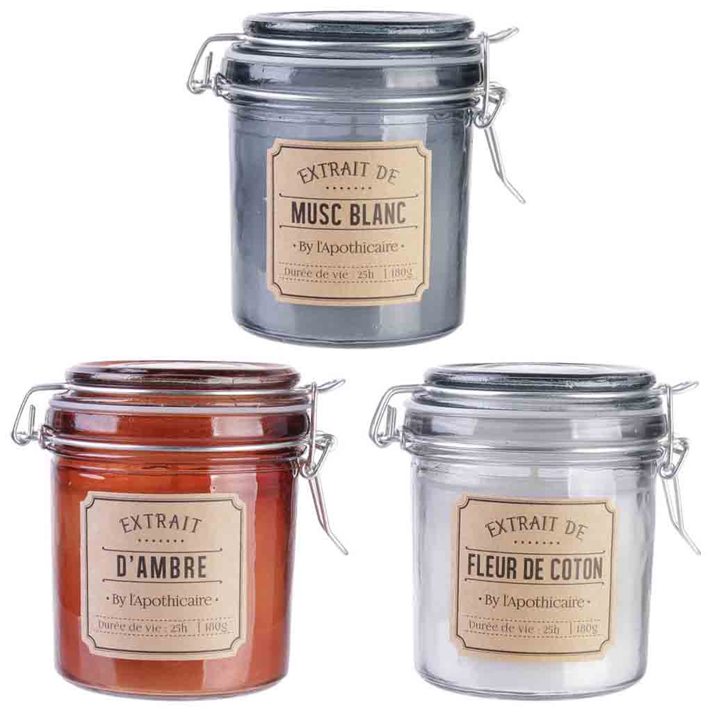 Bougie parfumée bocal apothicaire H10cm M12