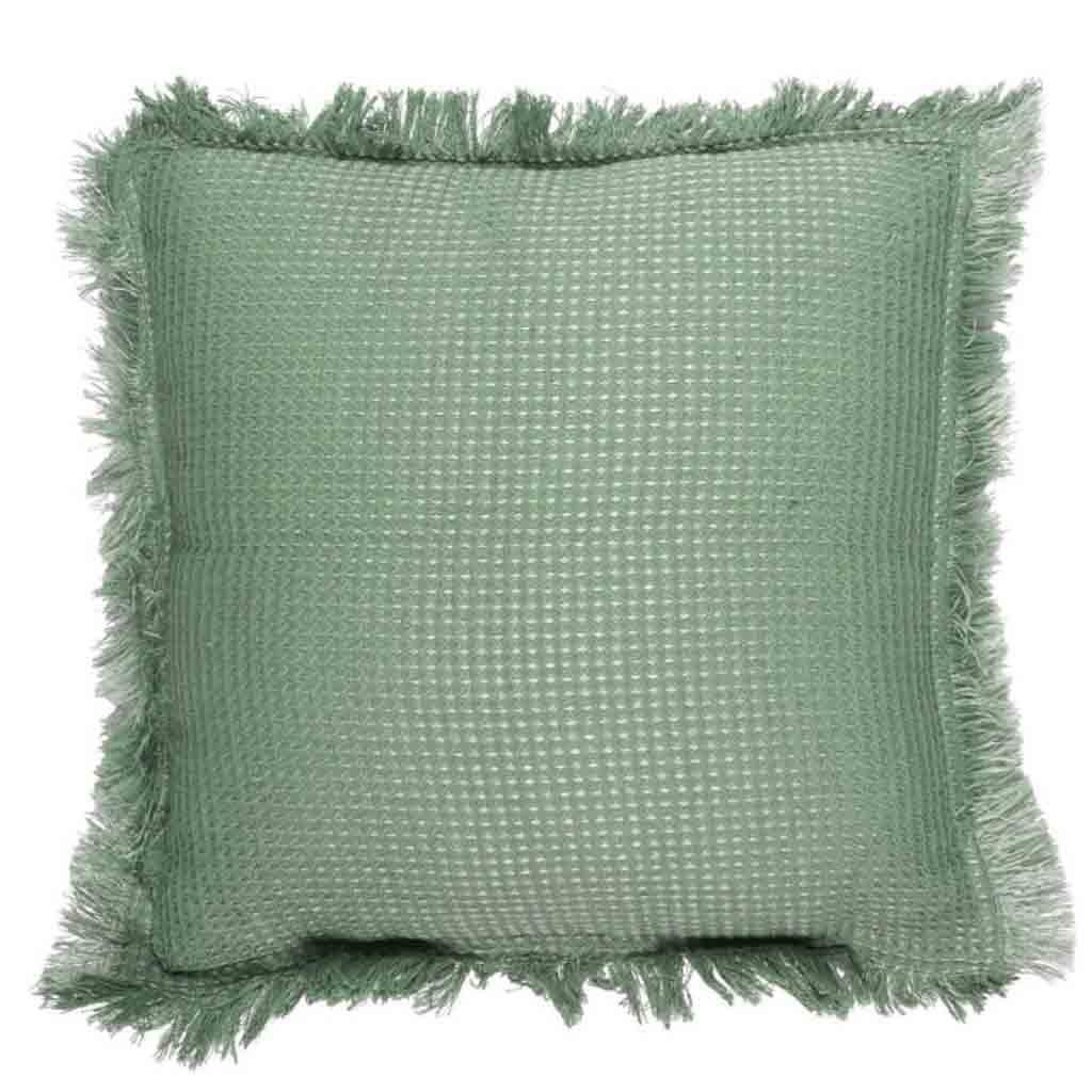 Coussin gauffre vert sauge 40x40cm M6