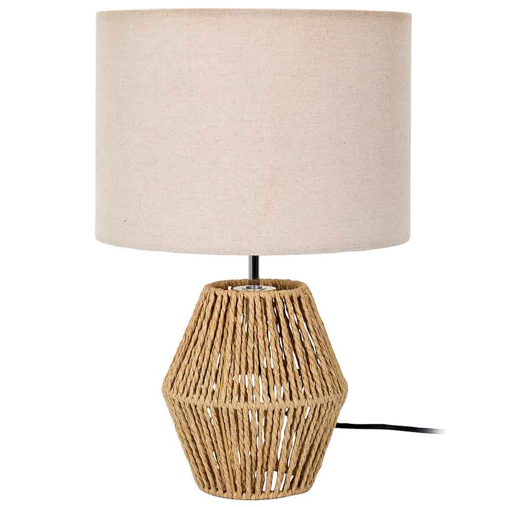 Lampe Lina corde tressée abatjour lin H40cm M4