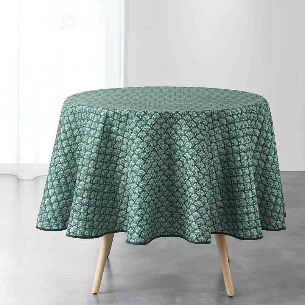 Nappe ronde diam:180cm polyester imprimé Artchic vert