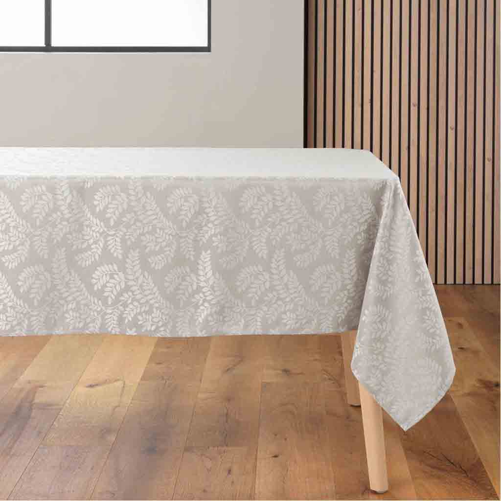 Nappe rectangle 140x240cm Jacquard Doriane taupe
