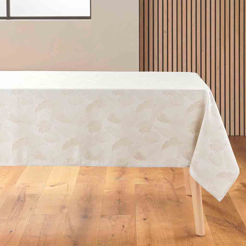 Nappe rectangle 140x250cm Jacquard enduit Enola naturel