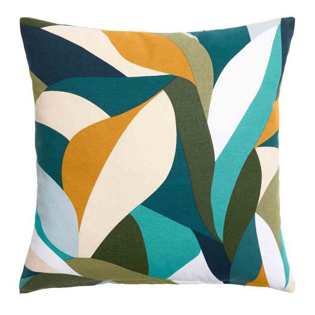 Coussin déhoussable compresse 50x50cm polycoton imprime Swan