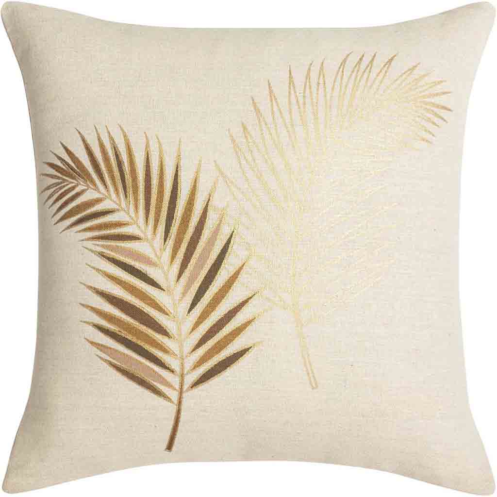 Coussin déhoussable compressé 45x45cm polycoton imprimé métallise Isadora ocre des places