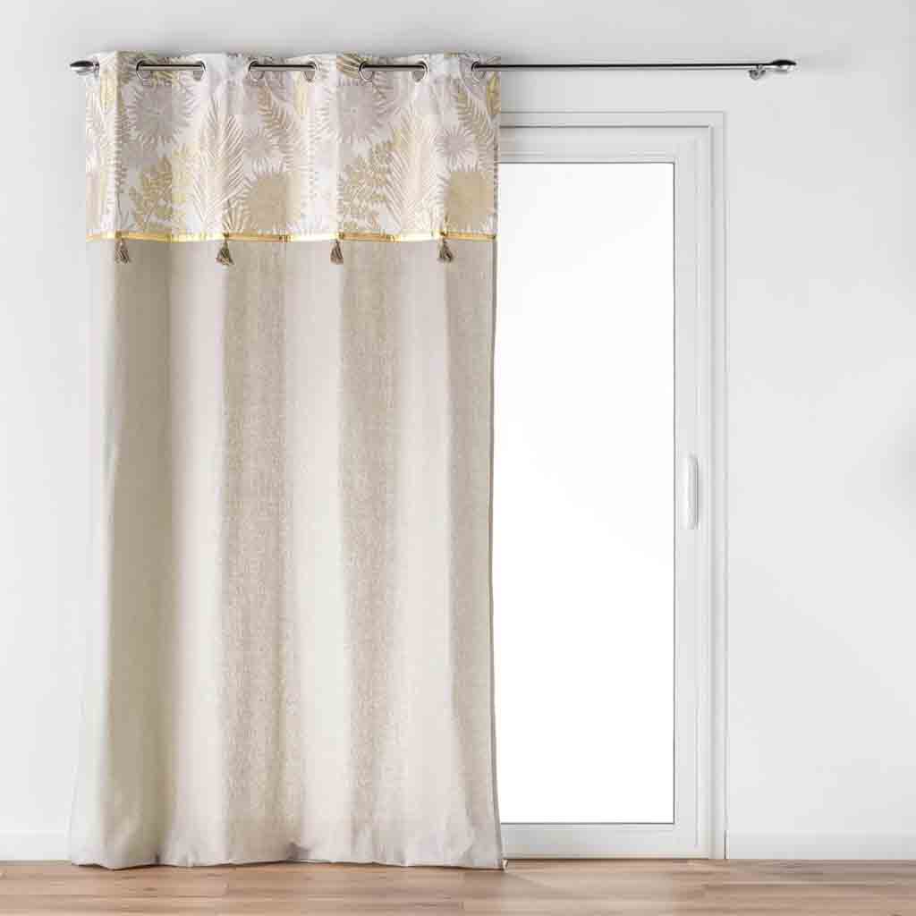 Rideau à oeillets 140x240cm coton/polyester + top Métallise + pompon Melisse
