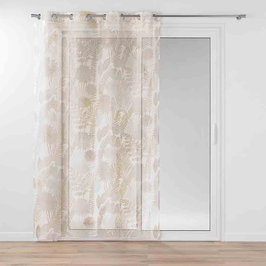 Rideau à oeillets 140x240cm voile sable imprime Métallise Melisse