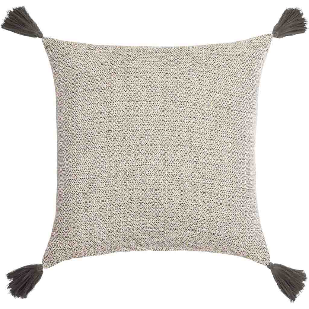 Coussin déhoussable compressé pompons 45x45cm coton/polyester + fils metal Manolo
