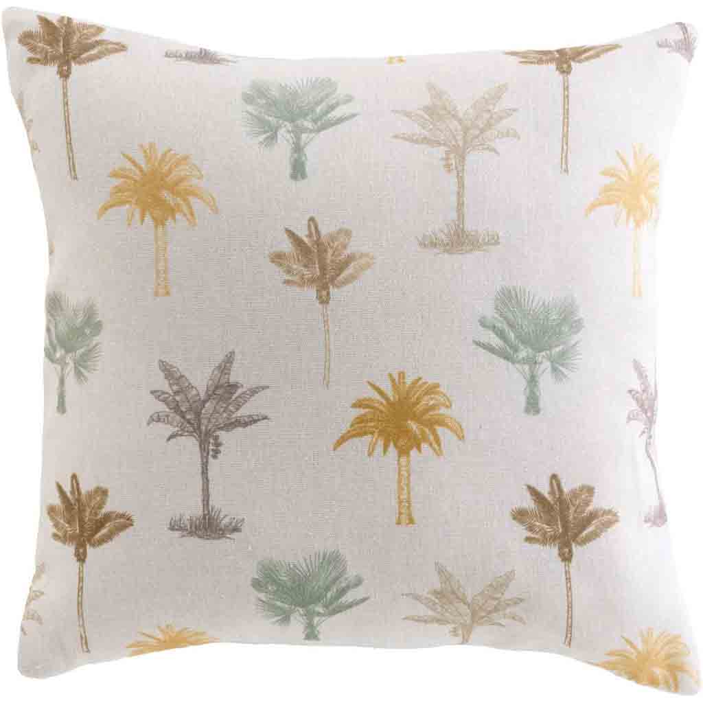 Coussin déhoussable compressé 45x45cm polycoton imprime Palmelia