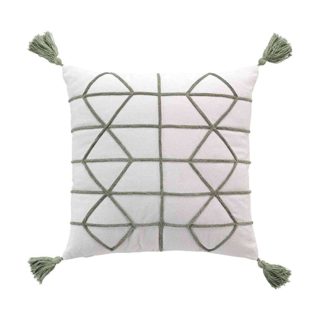 Housse coussin pompons + encart 40x40cm uni  + fantaisie Soho
