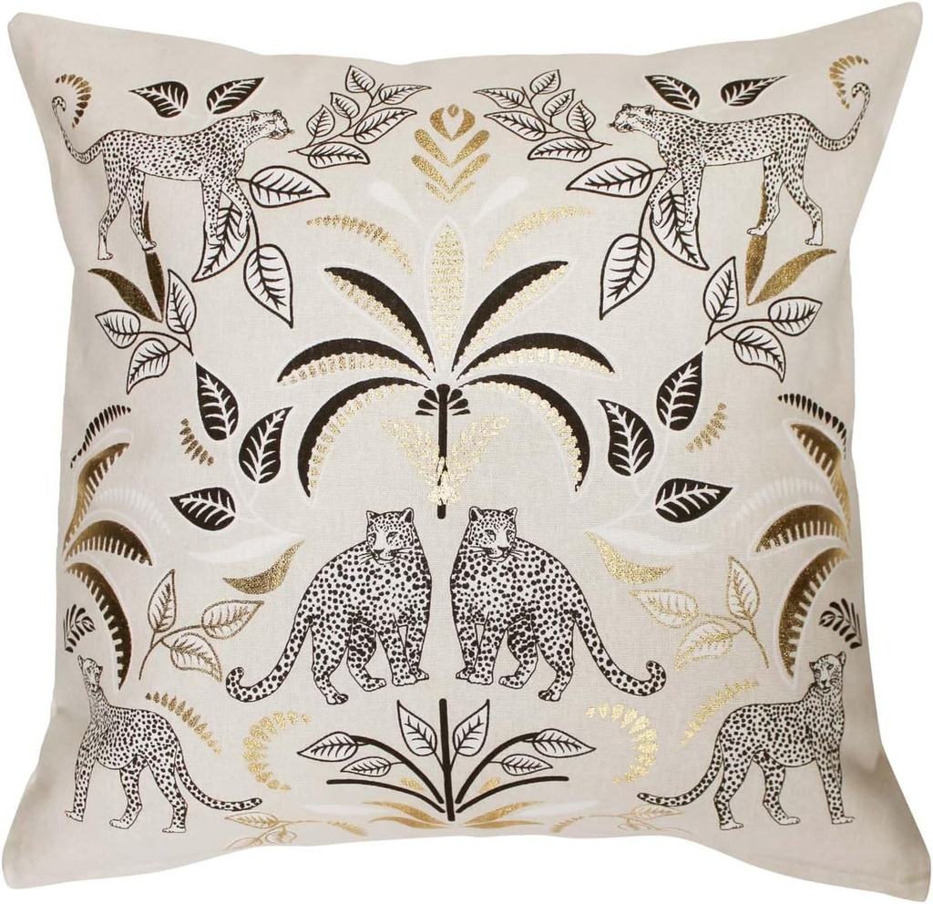 Housse de coussin + encart 40x40cm coton imprimé or Malaga naturel des places