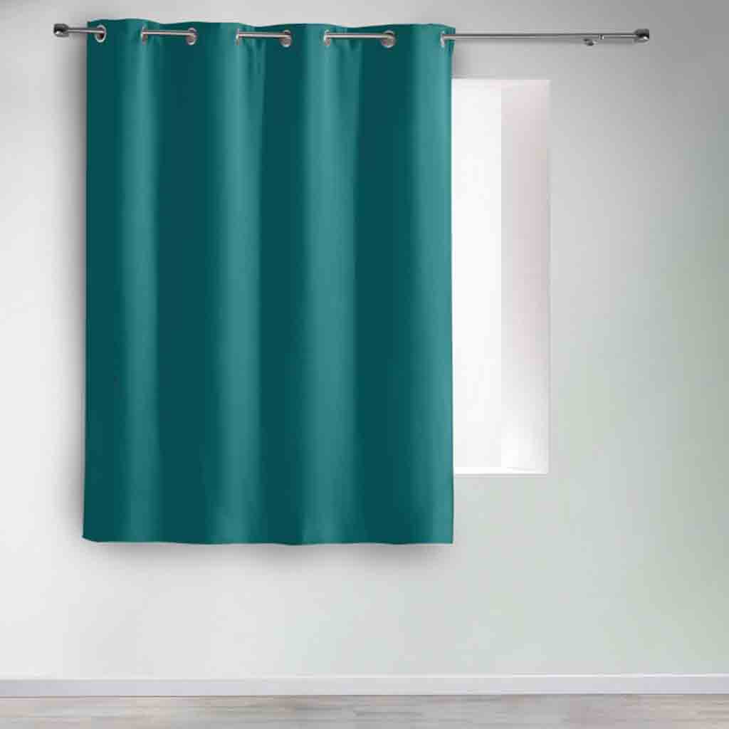 Rideau à œillets 135x180cm occultant uni occult bleu paon 