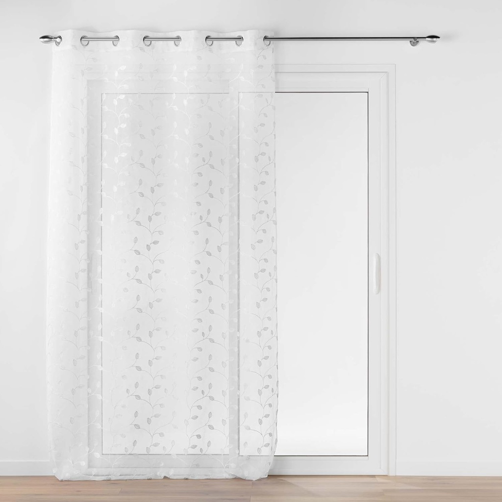 Panneau à oeillets 140x240cm voile sable brode Edina blanc