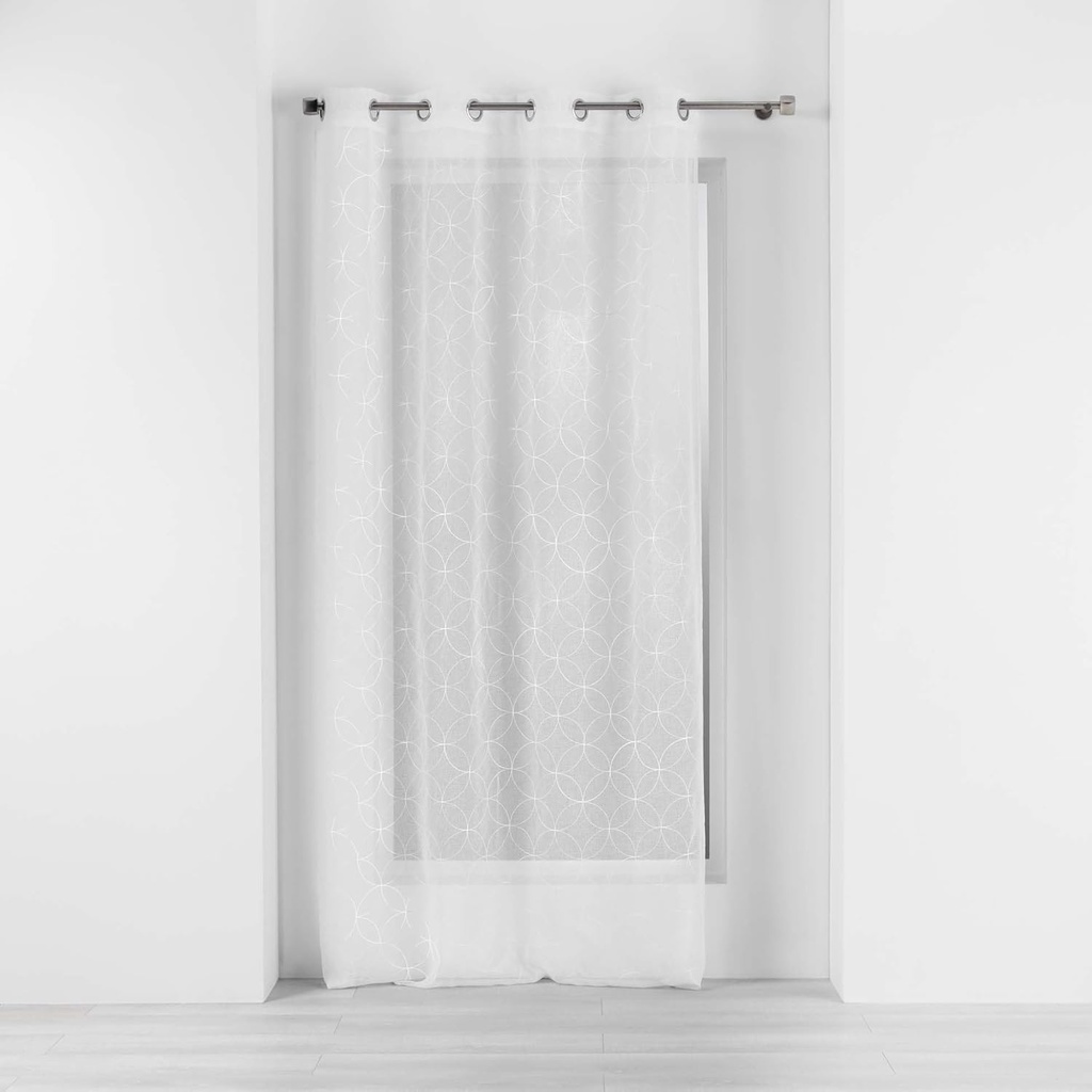 Panneau à oeillets 140x240cm voile sable brode Olympia blanc 