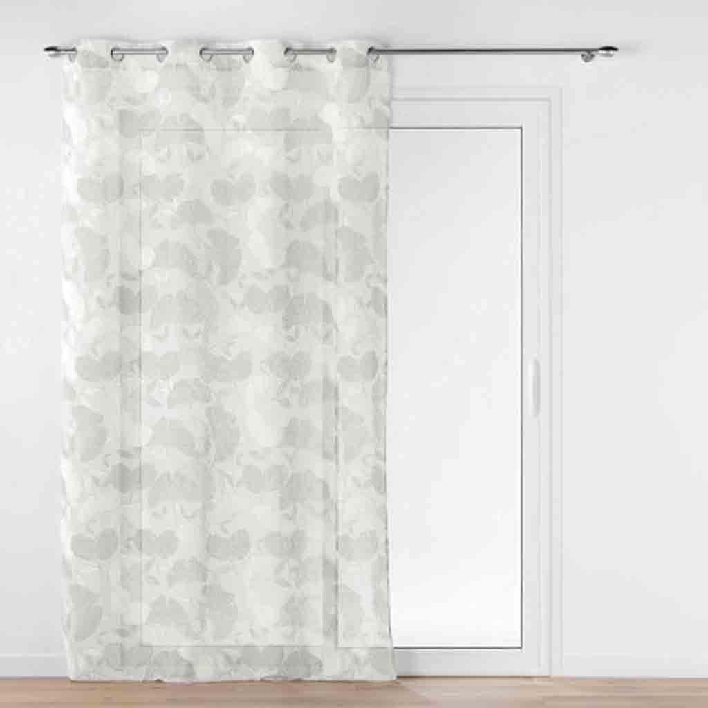 Panneau à oeillets 140x280cm voile sable brode Olympia blanc  