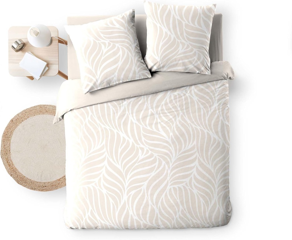 Parure 3P 240x220cm imprime 57 fils allover Morgan naturel