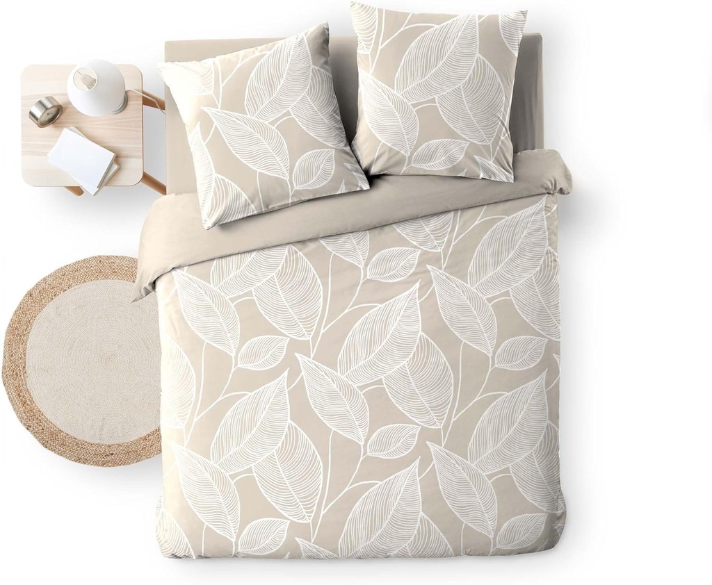 Parure 3P 240x220cm imprime 57 fils allover Amanda naturel