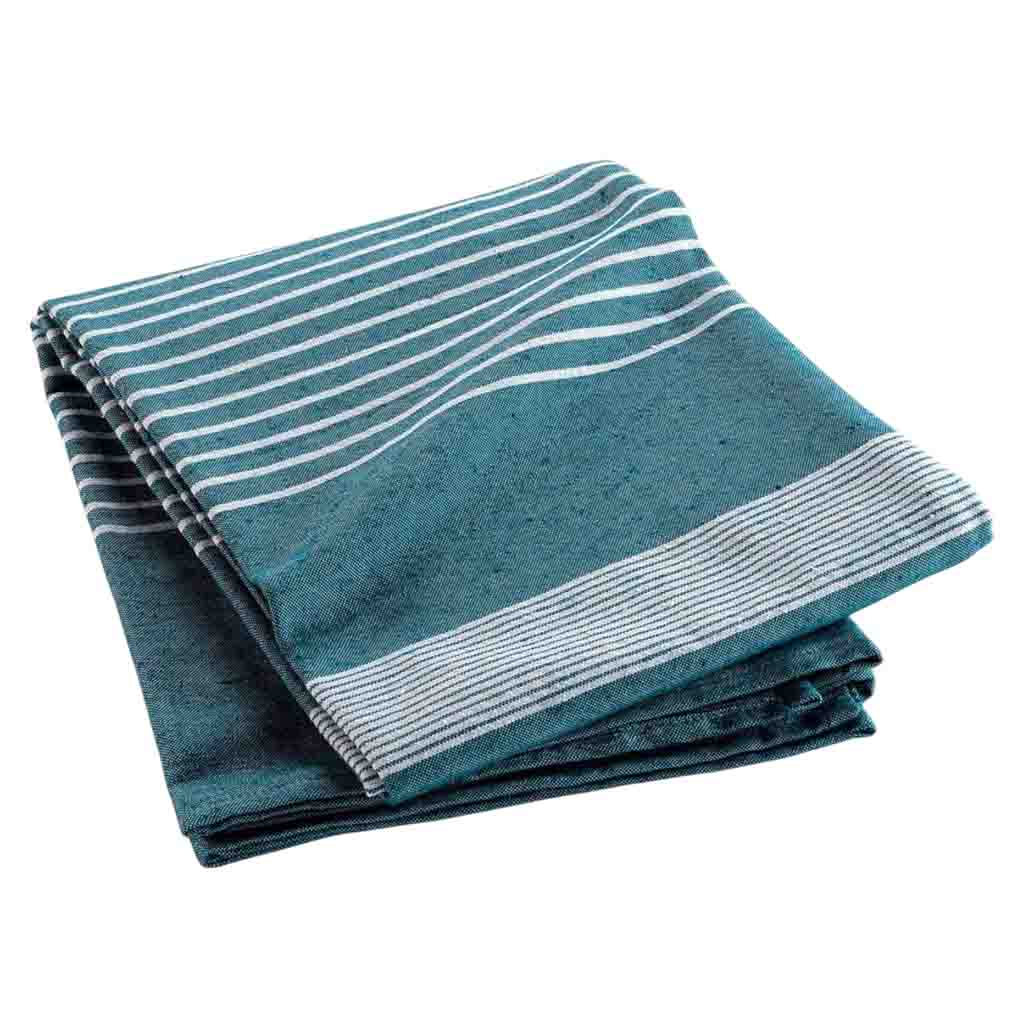 Couvre lit 2P 240x260cm coton/polyester tisse Adele bleu