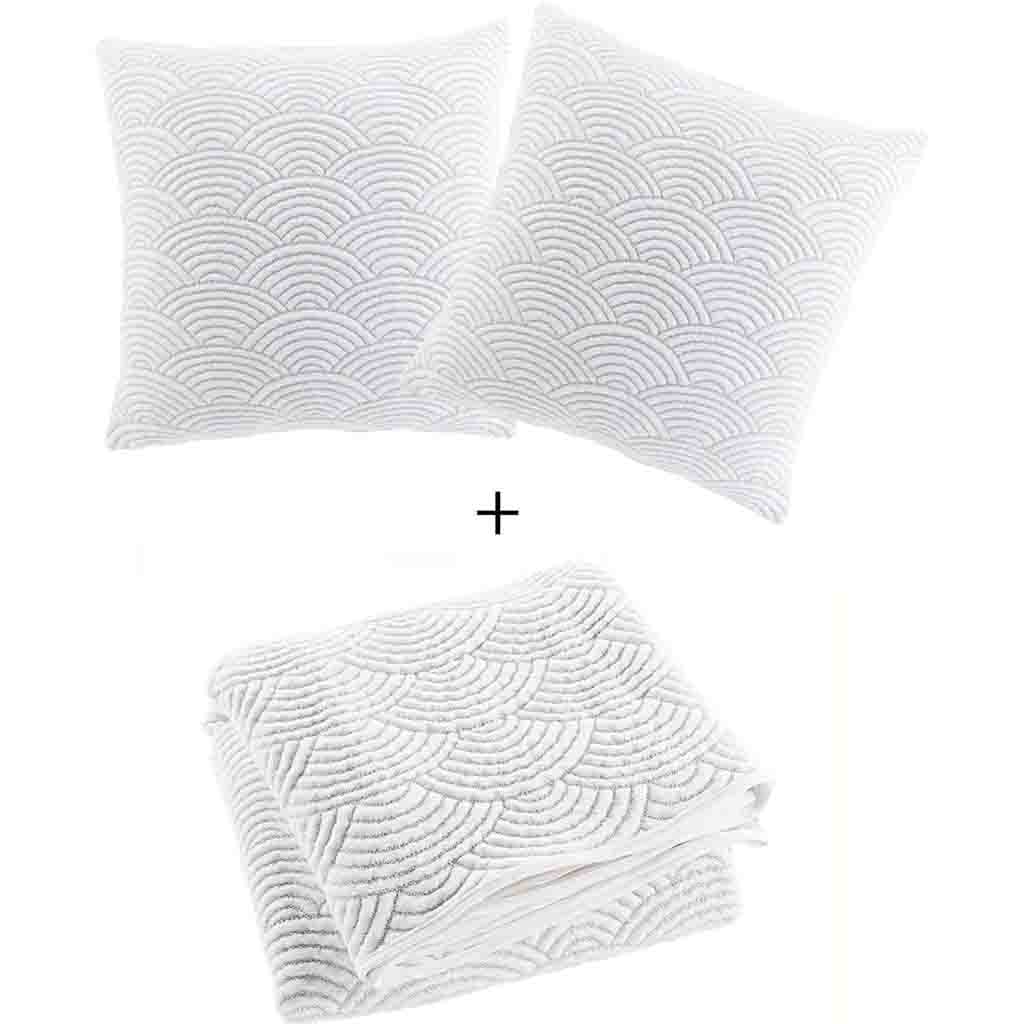 Couvre lit 2P matelas 220x240cm + 2 housse de coussin 60x60cm Jersey/microfibre Cassandra