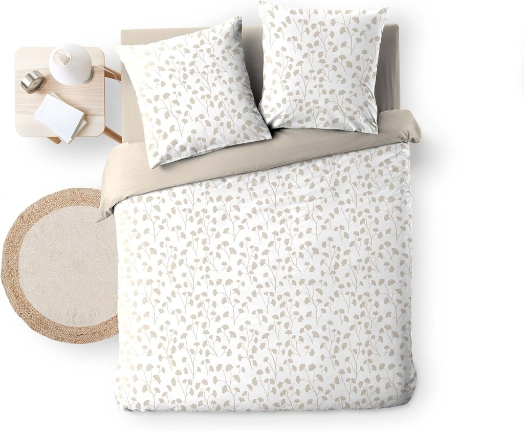 Parure 3P 260x240cm imprime 57 fils allover violette naturel
