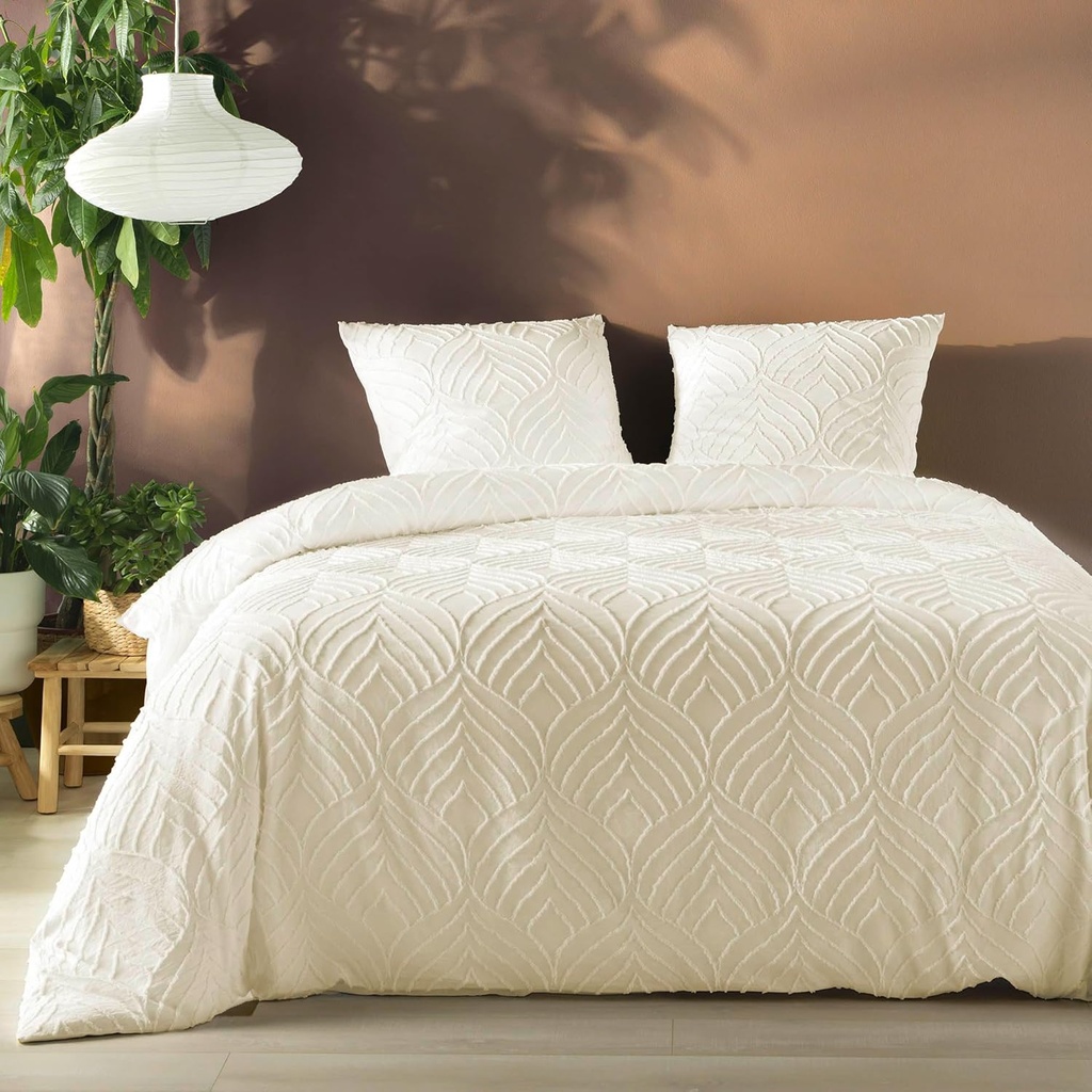 Parure 3P 220x240cm microfibre unie Tuftee