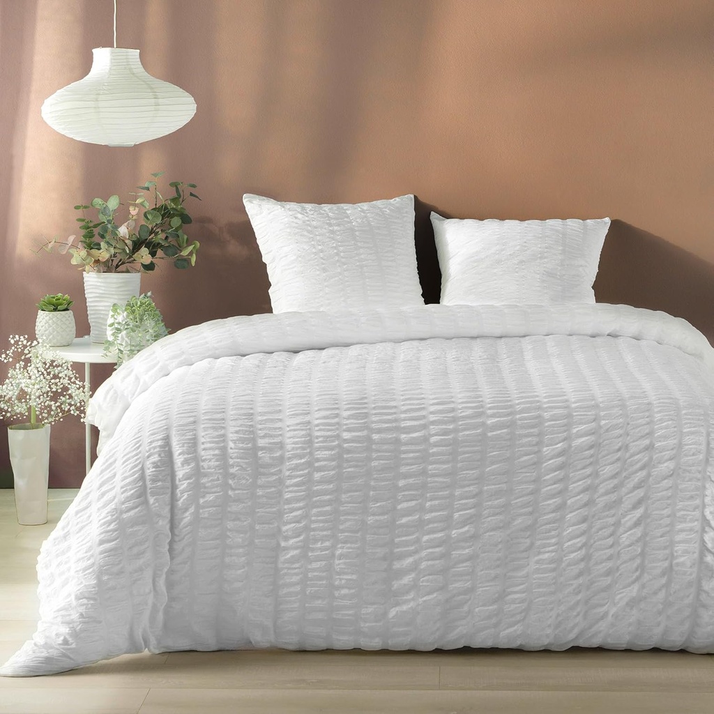 Parure 3P 220x240cm microfibre unie Plissee Plissia