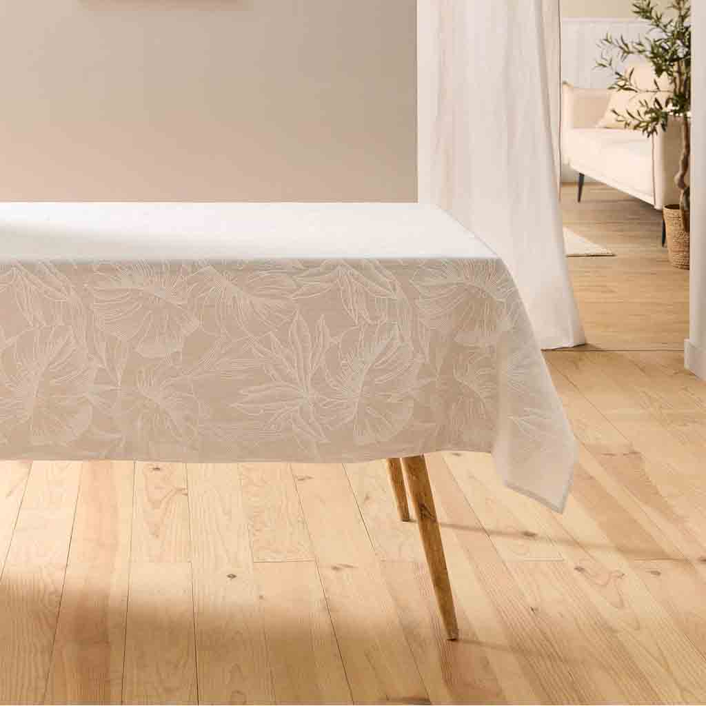 Nappe rectangle 140x240cm polycoton imprime effet lin Lorenza