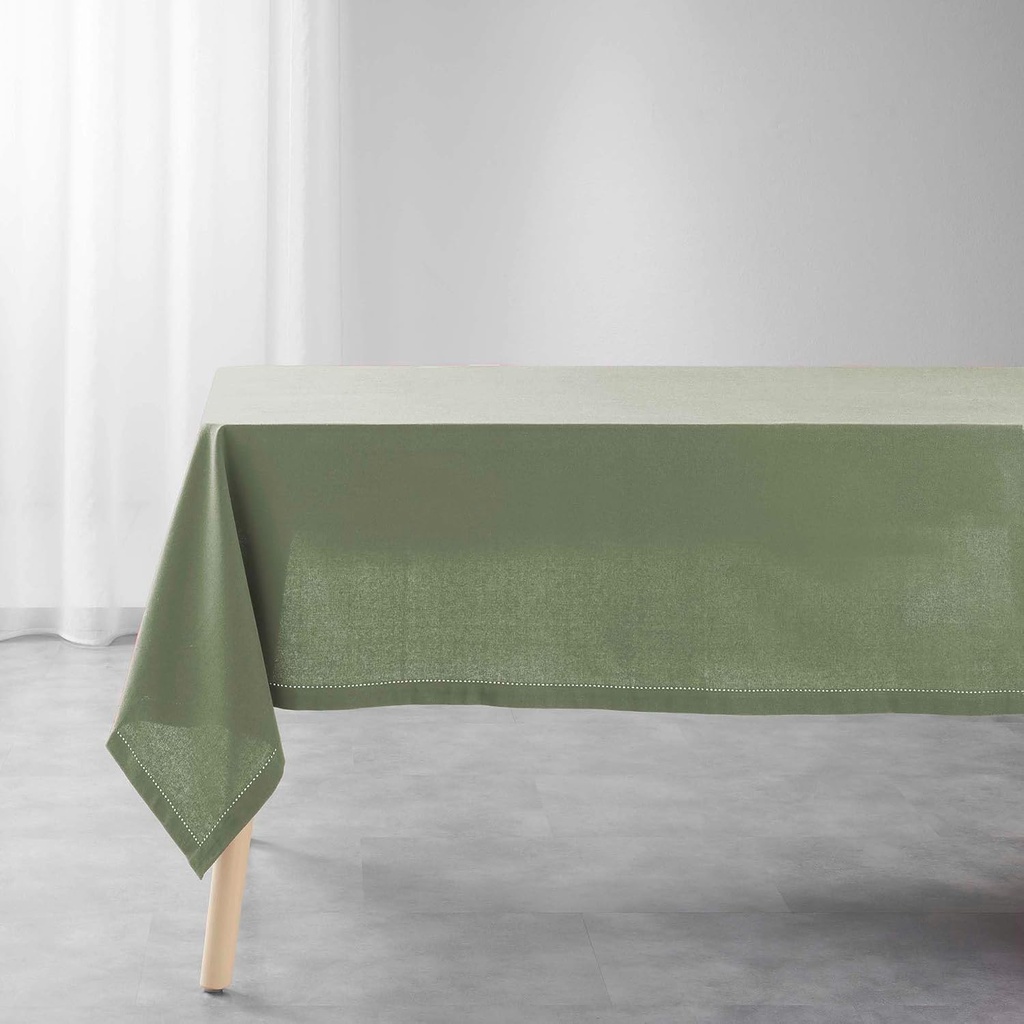Nappe rectangle 140x240cm coton uni Charline kaki
