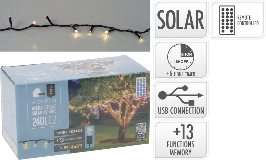 Guirlande lumineux solaire 560led Blanc Chaud