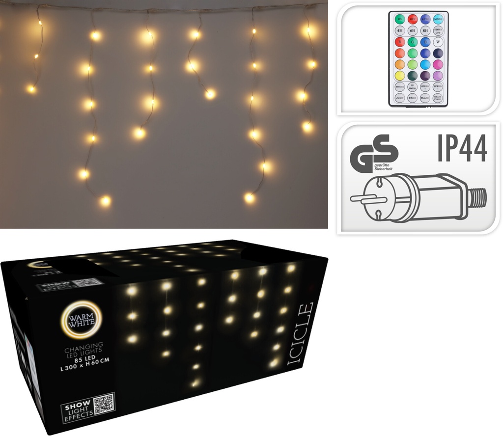 Guirlande lumineux cascade 85led Blanc 