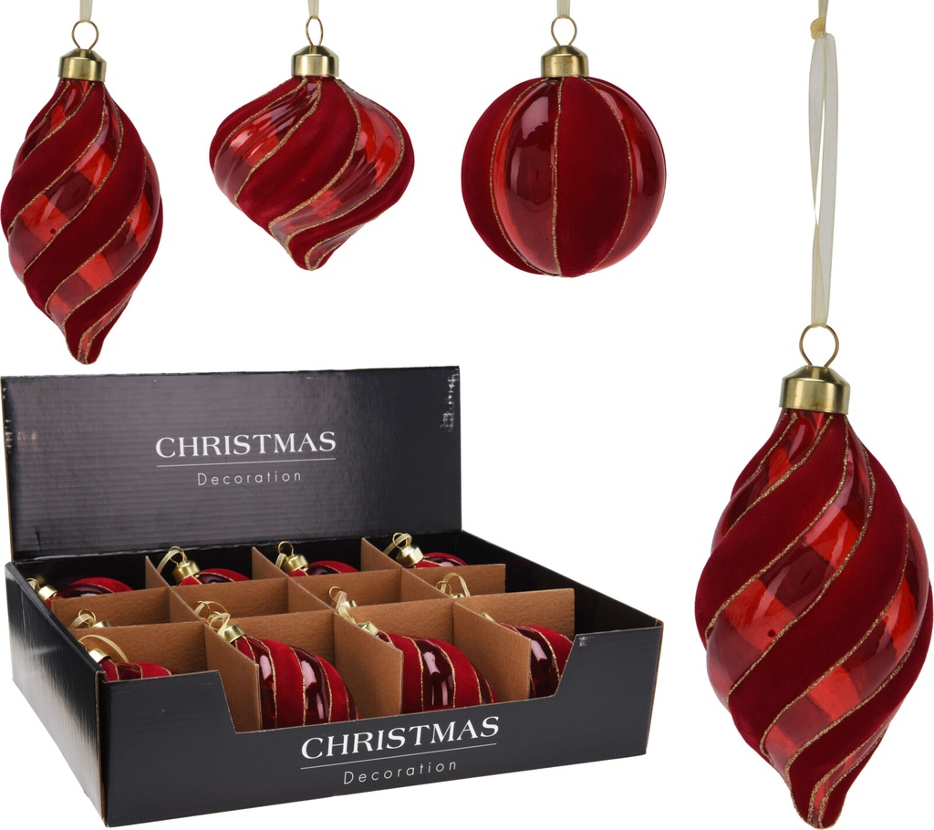 Boule de noel en verre Rouge