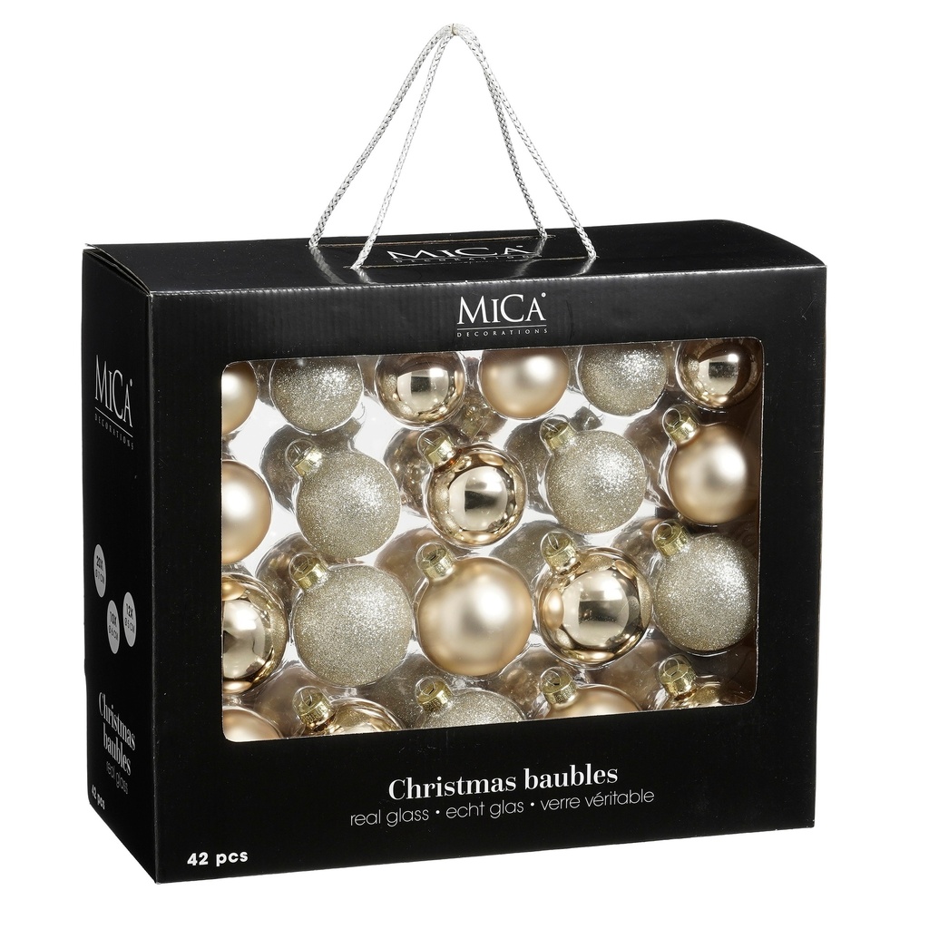 Boule en verre diam:7cm crème 42 pièces