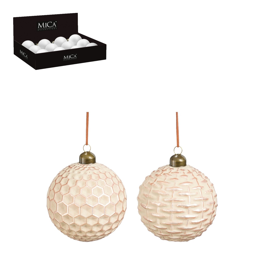 Boule en verre diam:10cm taupe 2 assorti 12 pièces