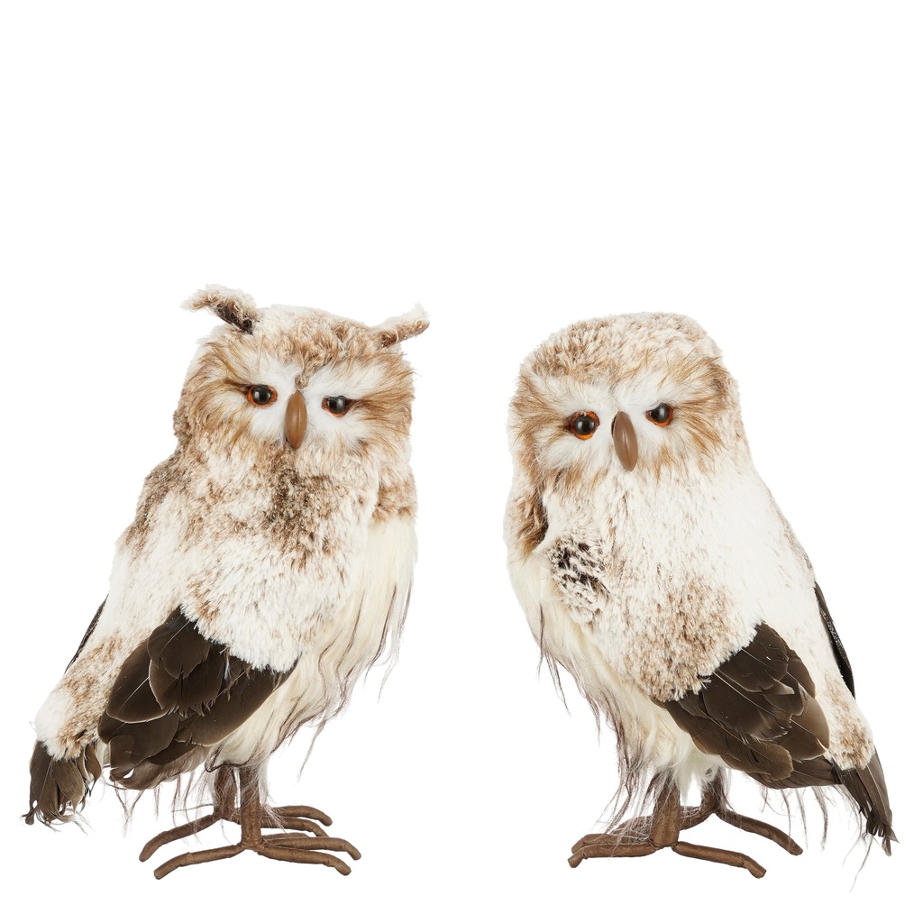 Hibou marron 2 assorti L18xP14xH31cm