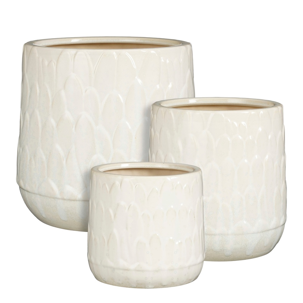 Pot Ruben rond blanc cassé 16cm de hauteur et 17cm de diamètre