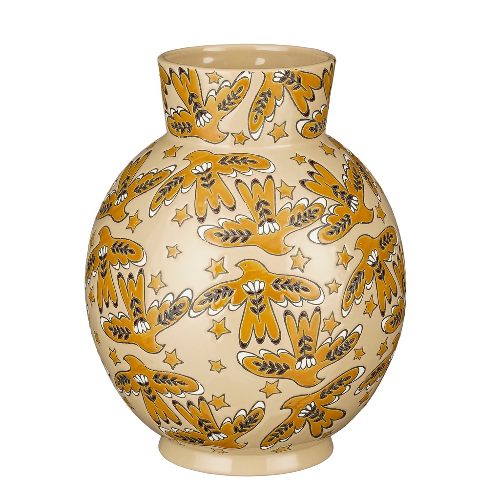 Vase Malia ocre de 30cm de hauteur et 24cm de diamètre 