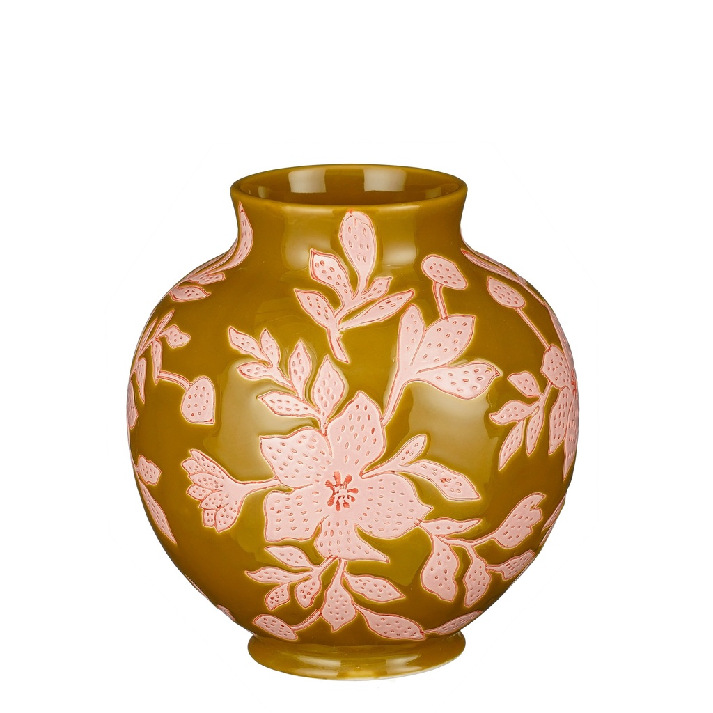 Vase Nuri ocre de 24cm de hauteur et 22cm de diamètre 