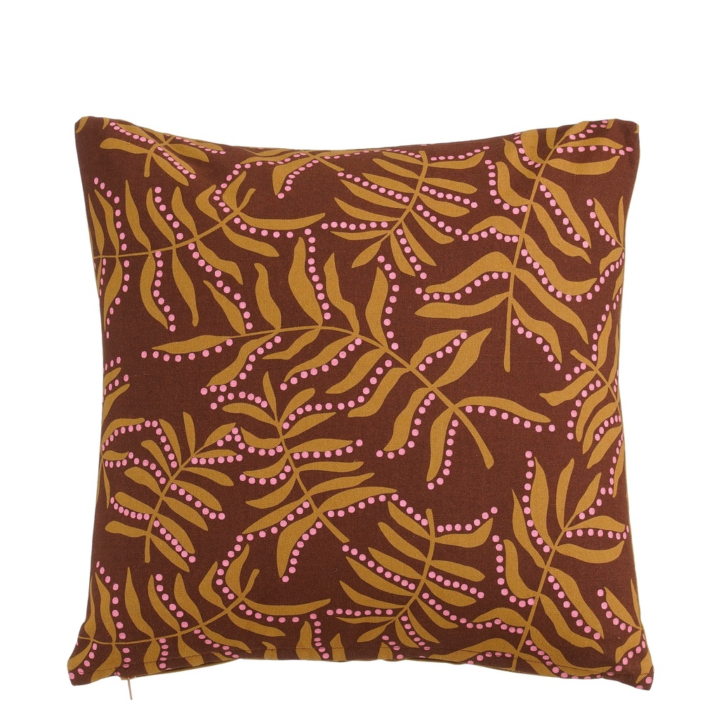 Coussin feuilles marron 45x45x10cm