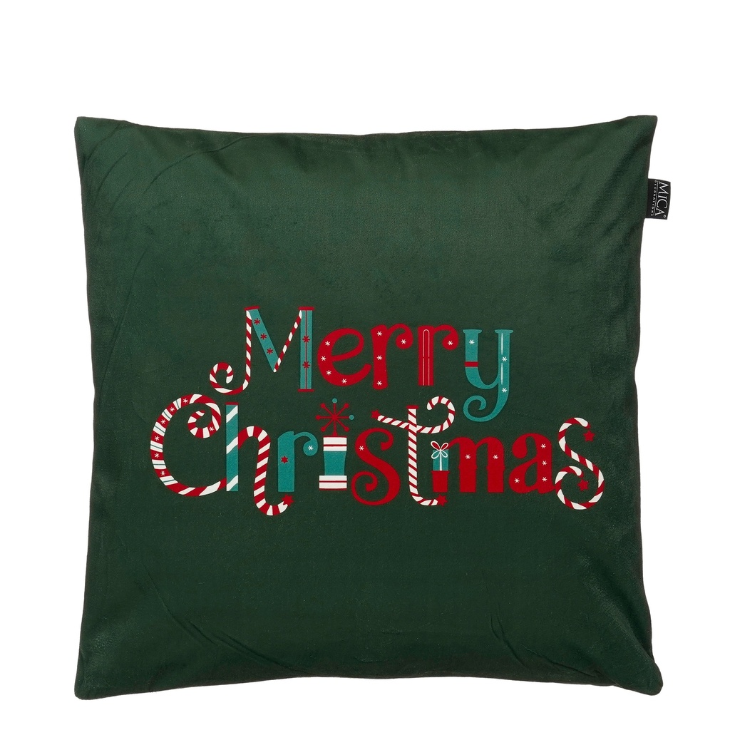 Coussin Merry Christmas vert 45x45x16cm