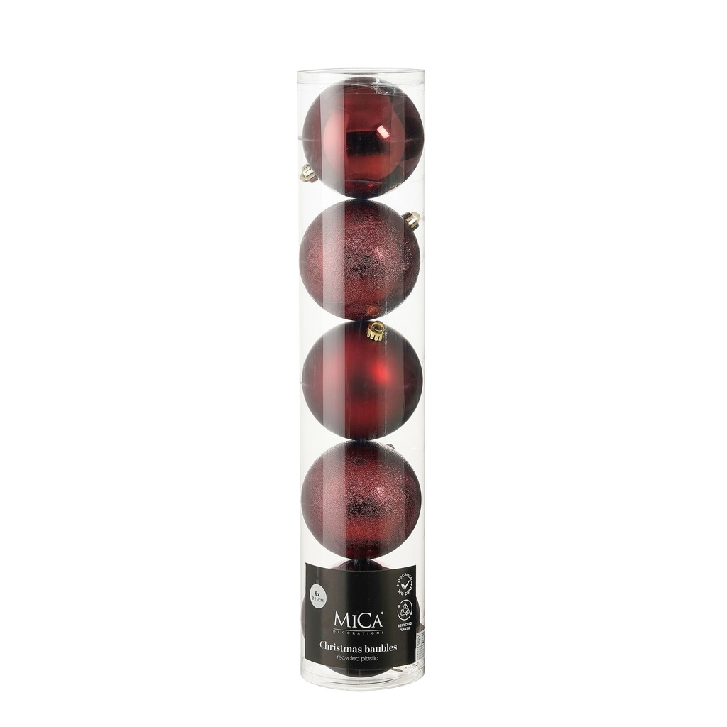 Boule incassable rouge foncé 5 pièces diam:15cm